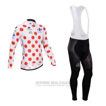 2014 Fahrradbekleidung Tour de France Wei und Rot Trikot Langarm und Tragerhose